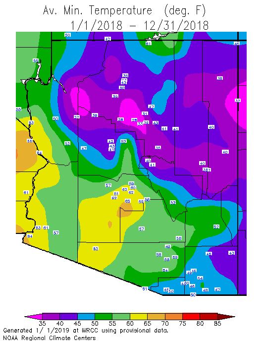 Arizona Map With Weather Temperatures